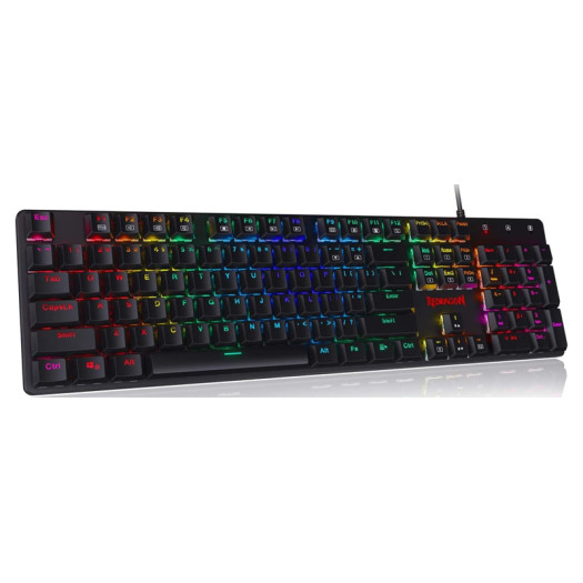 Redragon K589 Shrapnel RGB Backlit Low Profile Wired Mechanical Gaming Keyboard, 104 Keys, Anti-ghosting, Red Switches, USB 2.0, Black | Shrapnel K589RGB
